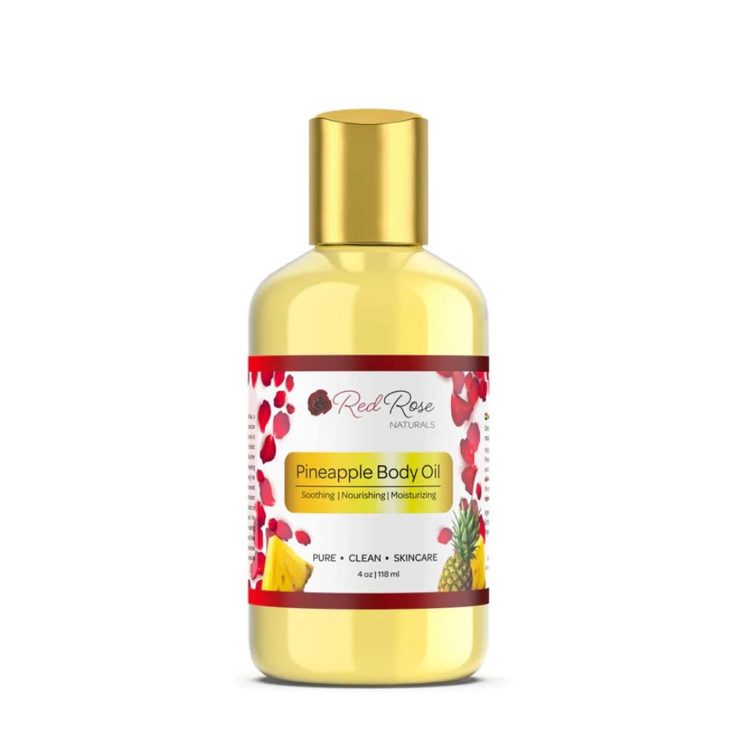 Red Rose Naturals Pineapple Body Oil - 100% Natural, Hydrating, Vegan, 4 Oz, Tropical Fragrance