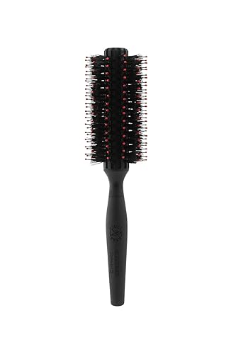 Cricket 12 Row Boar Bristle Round Hair Brush for Blow Drying & Styling - Black