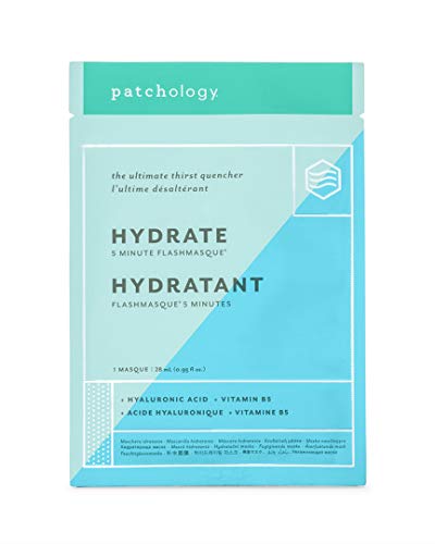 PatchologyHydrate FlashMasque Facial Sheet Mask wHyaluronic Acid  Men  Women Face Masks Skincare Sheet for Moisturizing a