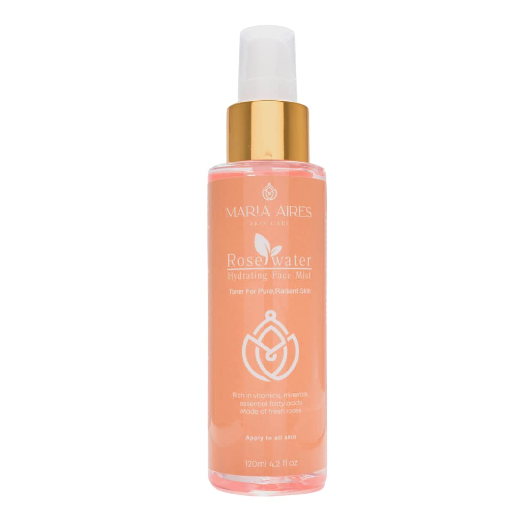 Maria Aires Rose Water Hydrating Face Mist - Soothing Toner With Aloe Vera & Lavender, 120Ml