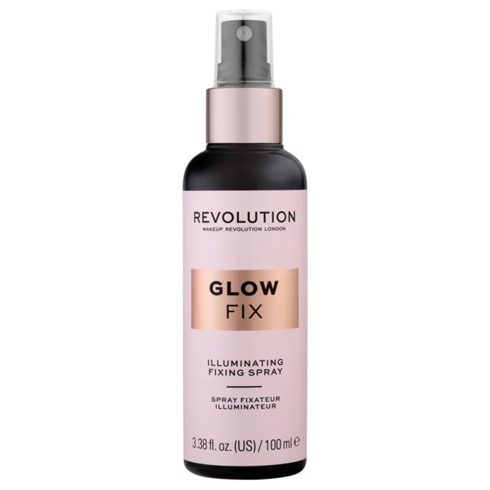 Makeup Revolution Glow Fix Illuminating Setting Spray, Hydrating & Brightening, 3.38Fl.Oz