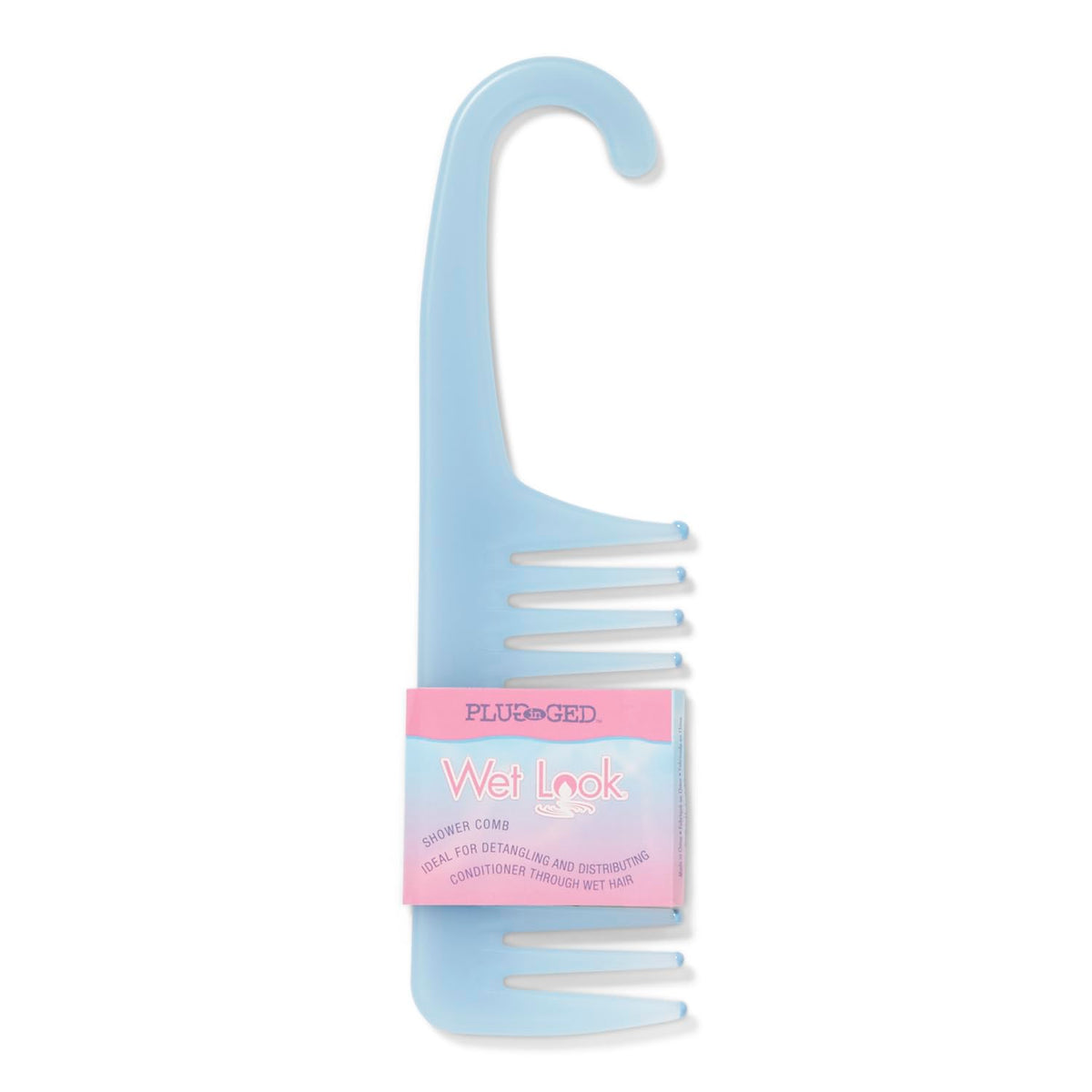 Plugged In Wet Look Shower Comb - Blue Plastic Hair Tool For Smooth Styling