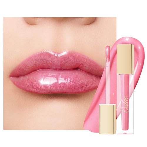 Oulac Pink Shimmer Liquid Lipstick - High-Shine Gloss, Hydrating, Vegan, Non-Sticky, 1.5