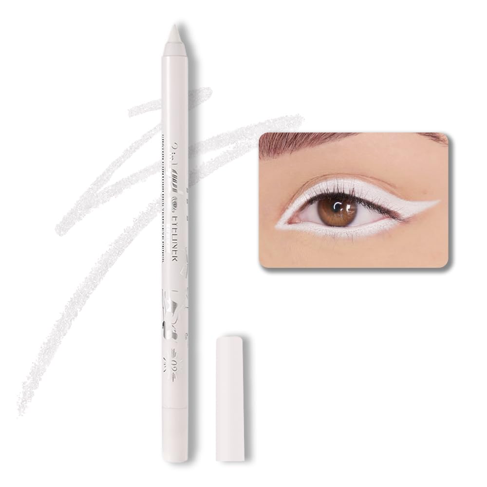 Kaely Waterproof White Pencil Eyeliner - Sharpenable Gel, Long Lasting, Smudge Proof, 1 Count