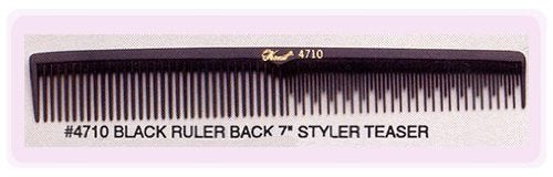 Krest 7&quot; Blackruler Back Comb #4710 - Styler Teaser for Professional Hair Styling