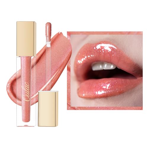 Oulac Peach Lip Gloss C18 - High-Shine Moisturizing Lip Tint, Non-Stick, Glitter, 1.5