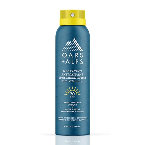 Oars + Alps Hydrating Spf 70 Sunscreen Spray - Vitamin C, Water & Sweat Resistant, 6 Oz