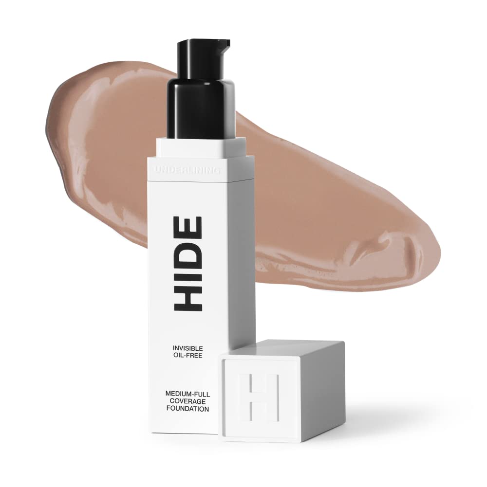 Hide Premium Liquid Foundation - Waterproof, Medium/Full Coverage, Oil-Free, 1 Fl. Oz. Porcelain