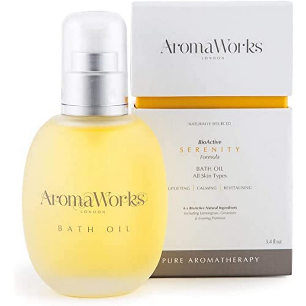 Aromaworks Serenity Bath Oil - 100% Pure Essential Oils, Vegan, 3.4 Oz, Soothes Stress