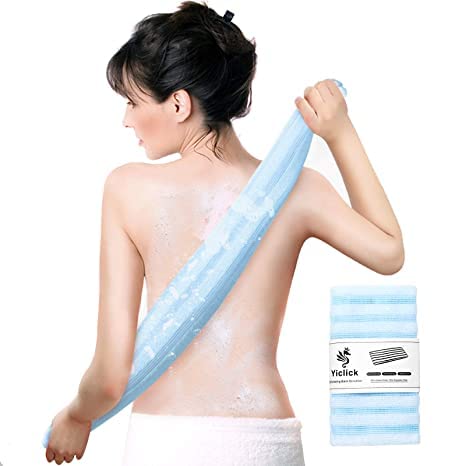 Yiclick Exfoliating Washcloth Towel - Soft & Rough Body Scrubber For Sensitive Skin, Blue