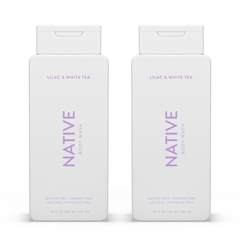 Native Body Wash 18 Oz - 2 Pk, Sulfate & Paraben Free, Hydrating Lilac & White Tea For