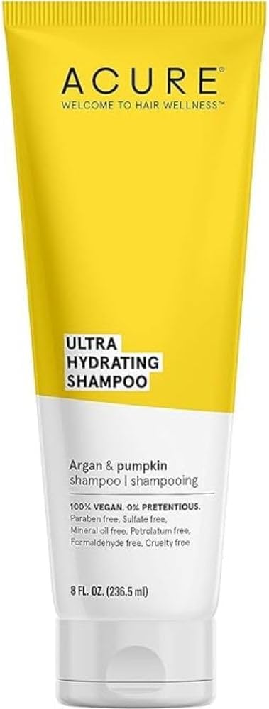 Acure Ultra Hydrating Shampoo 100% Vegan With Argan Oil & Pumpkin, 8 Fl Oz