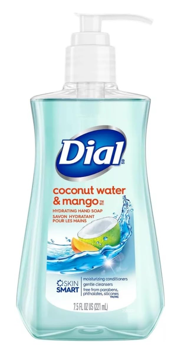 Dial Coconut Water & Mango Hand Soap, 7.5Oz Pack Of 3 - Moisturizing & Refreshing