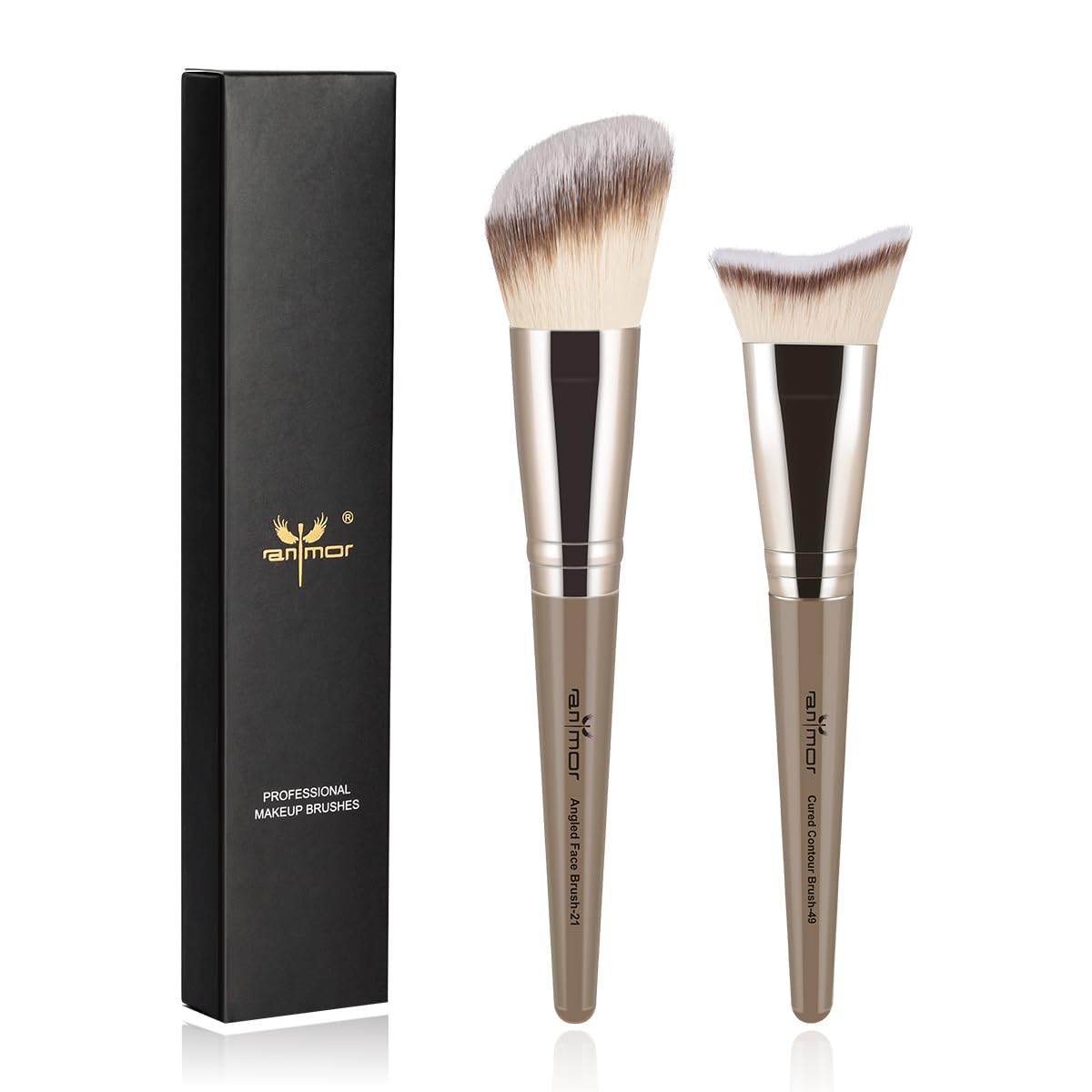 Anmor Premium Contour Brush Set - Angled & Curved Makeup Brushes For Blush, Bronzer, Contouring