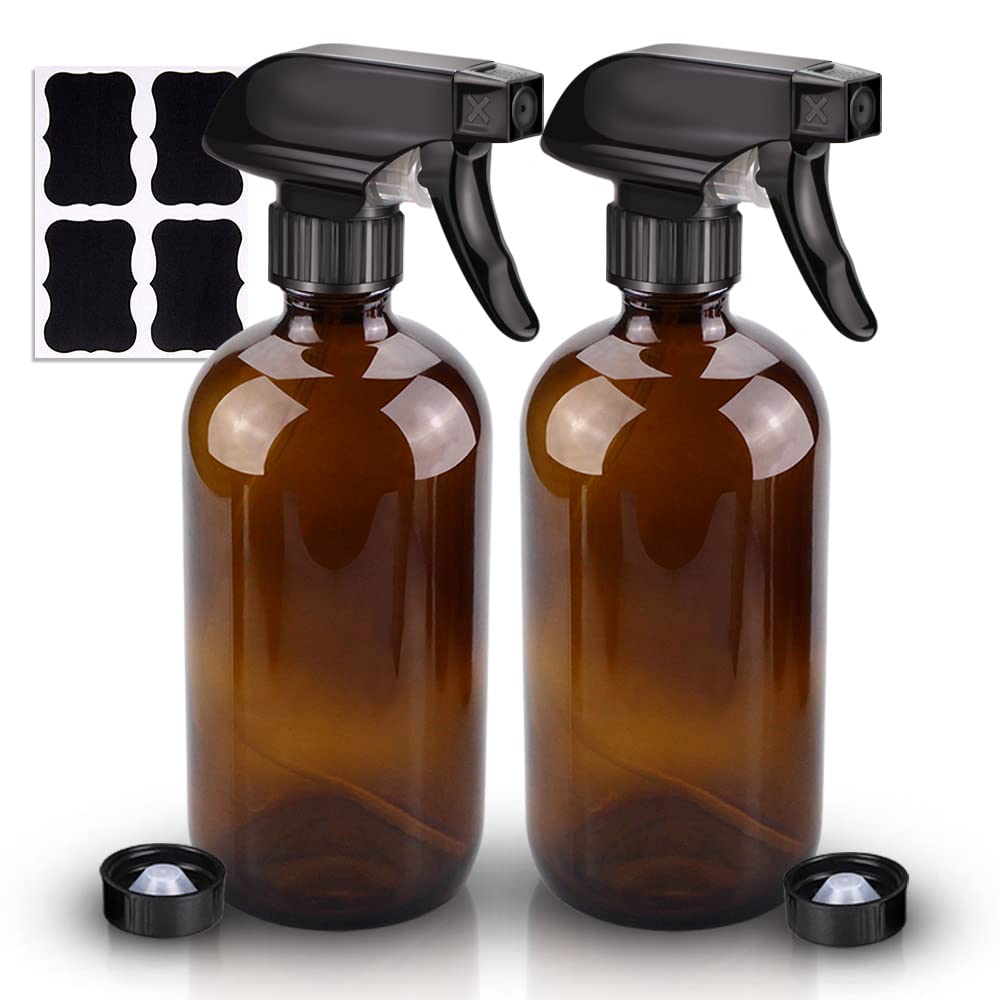 Wedama Amber Glass Spray Bottle Set - 16Oz Aromatherapy & Hair Care, 2 Pack