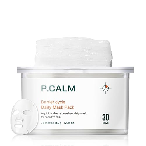 P.Calm Barrier Cycle Daily Sheet Mask Pack - 30 Count, Vegan & Non-Comedogenic For Sensitive Skin