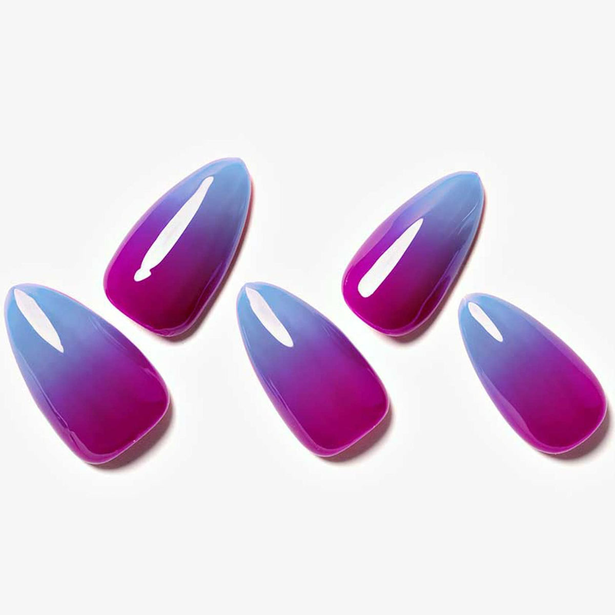 GLAMERMAID Purple Blue Press on Nails - Medium Almond, 24Pcs Reusable Acrylic Kit