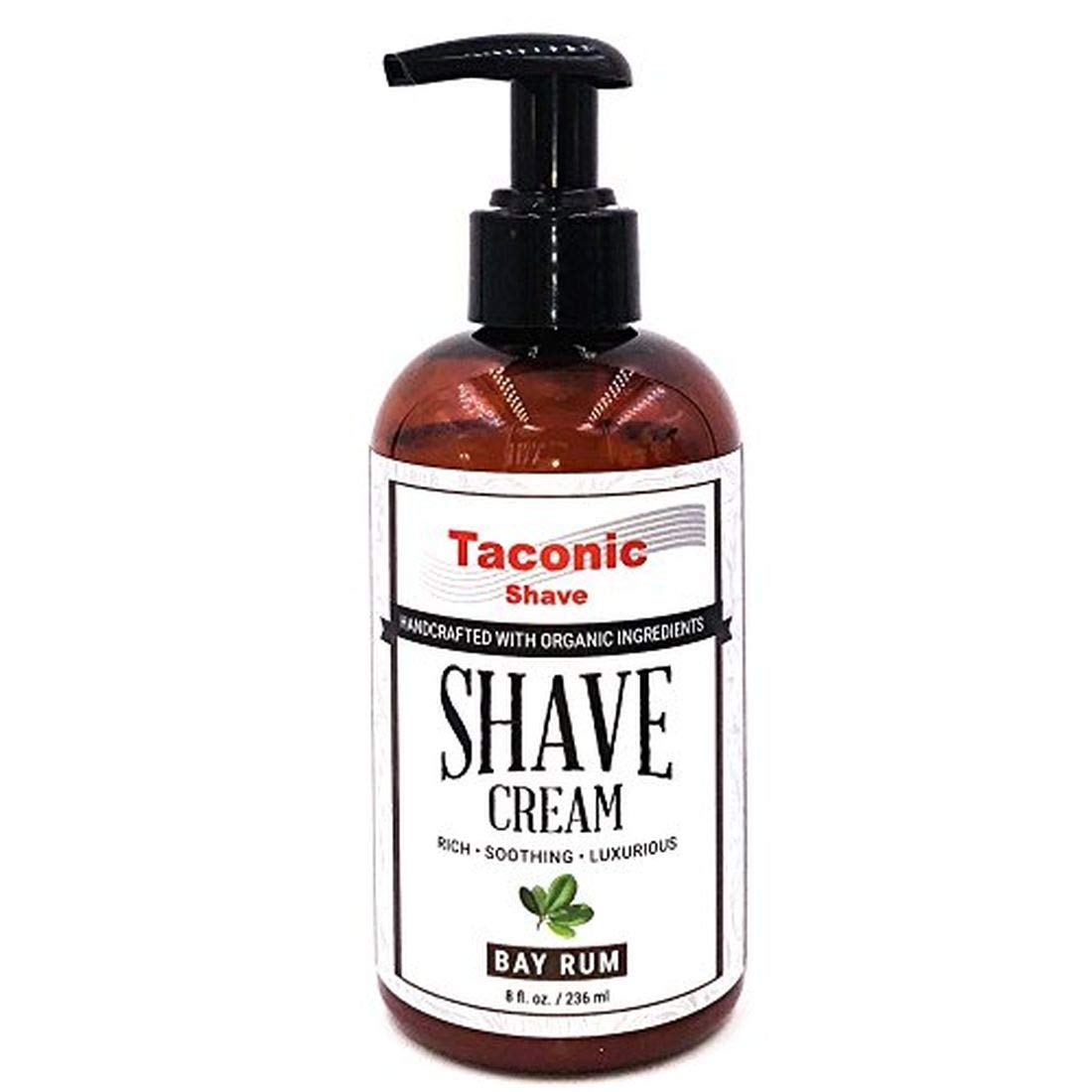 Taconic Shave Bay Rum Shaving Cream – Ultra-Rich Lather, 8 Oz Pump – Natural Shave Cream For Men