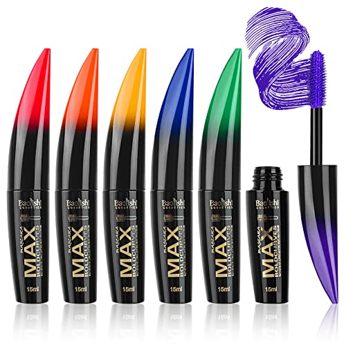 Mknzome 6Pcs Rainbow Colored Mascara Set - Waterproof 4D Fiber Lash Makeup Gift For Women