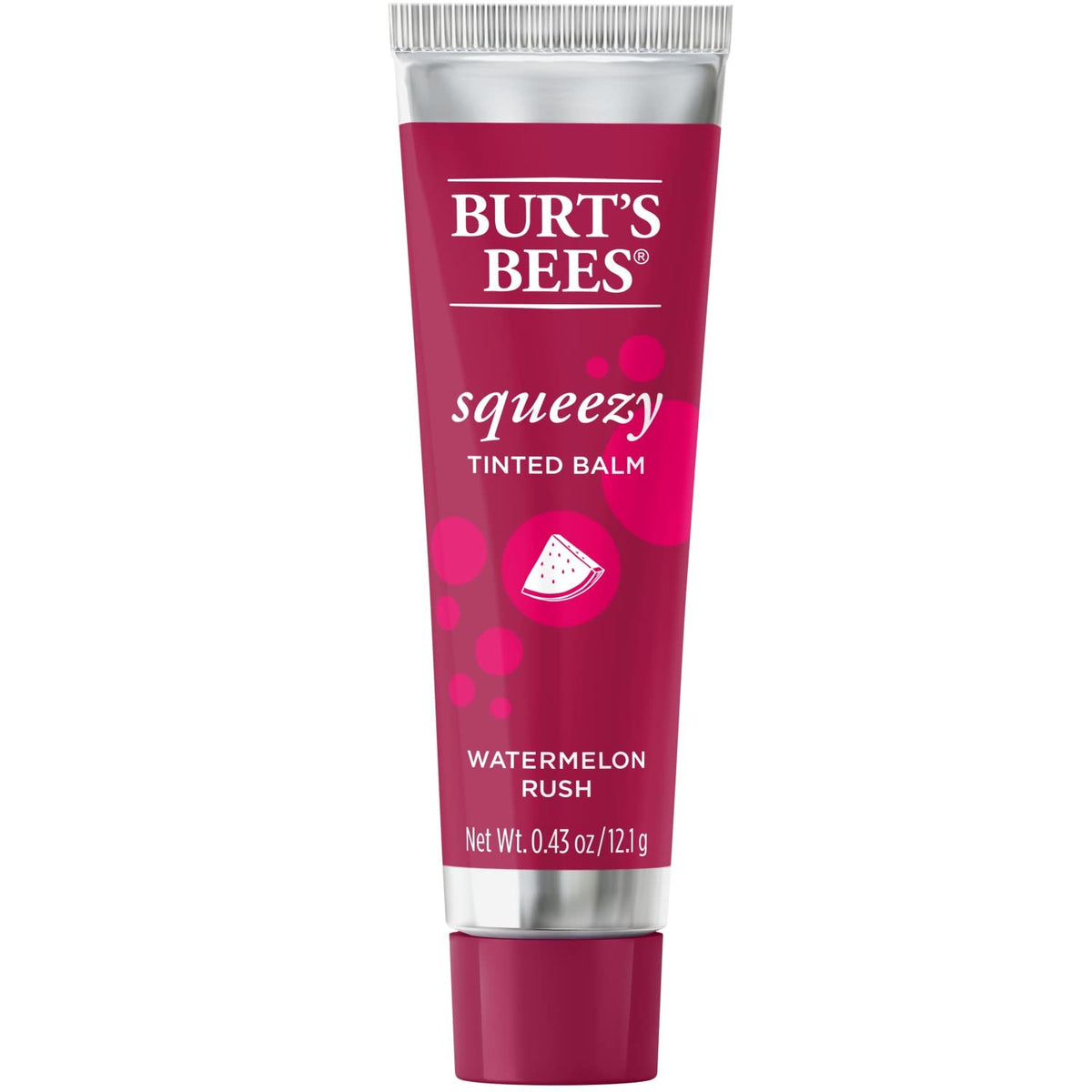 Burt'S Bees Watermelon Rush Tinted Lip Balm, 0.43 Oz Squeeze Tube, 100% Natural Origin