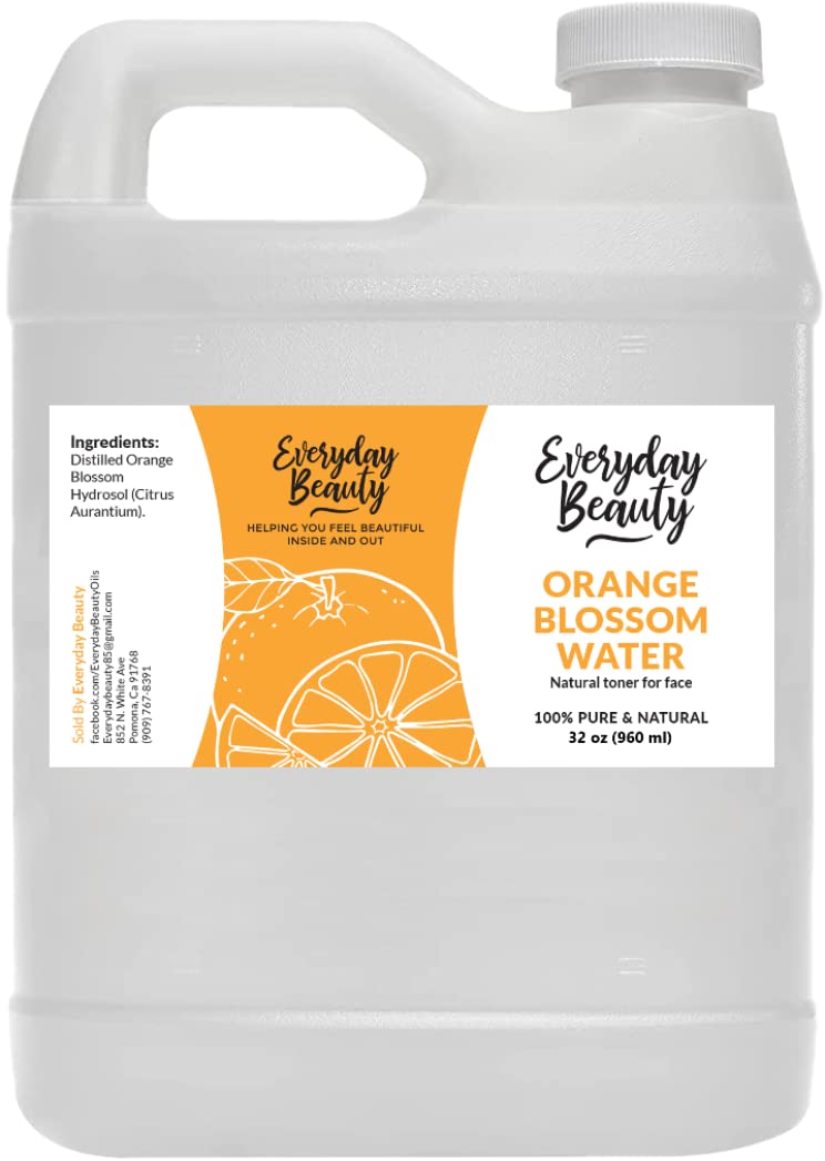 Everyday Beauty Orange Blossom Water 32 Oz - All Natural Neroli Hydrosol Facial Toner For Hair