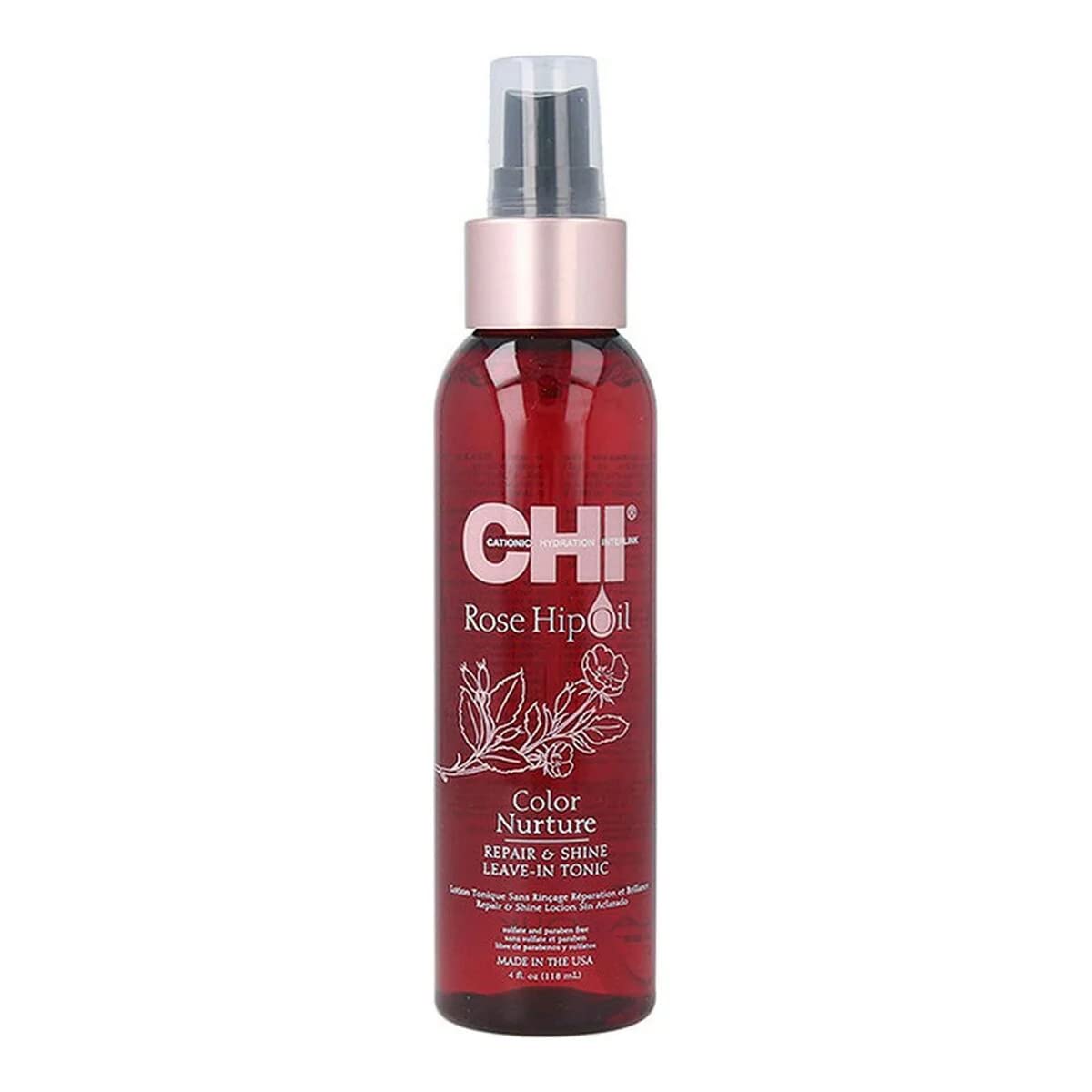 Chi Rosehip Repair & Shine Leave-In Tonic, Moisture & Shine Boost, Sulfate-Free, 4 Oz