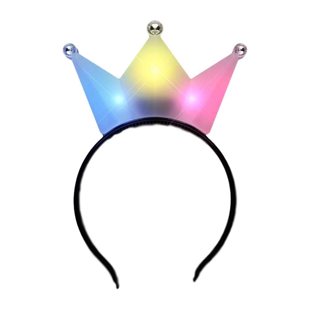 Blinkee 3 Jeweled Multicolor Princess Crown Headbands - Red, Yellow, Blue - Plastic, 6.75&quot; X