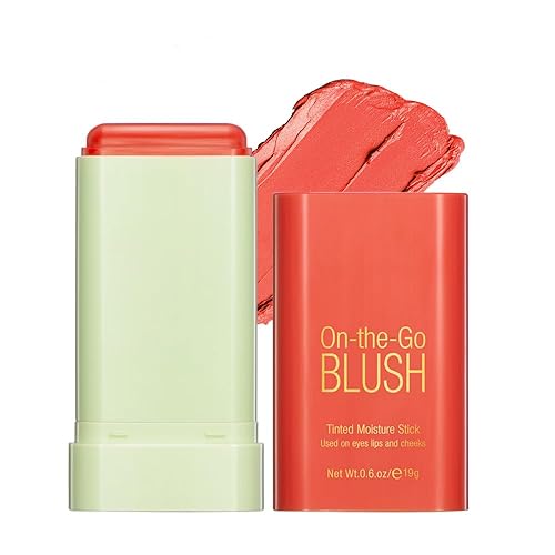 Paminify 2-In-1 Soft Creamy Blush Stick, Waterproof Lip & Cheek Tint, 03 Coral Orange