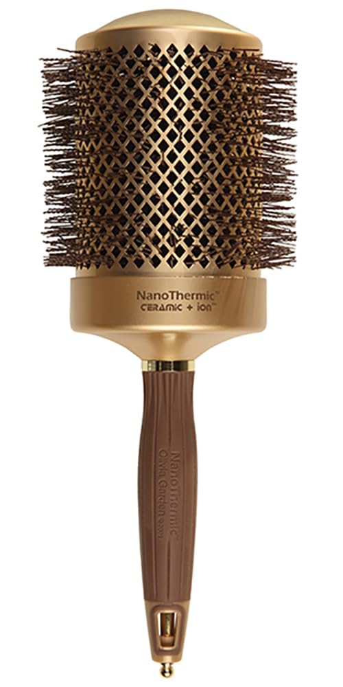 Olivia Garden Nano Thermic Ceramic Ion Brush - 3.25 Inch, Brown, For Perfect Styling