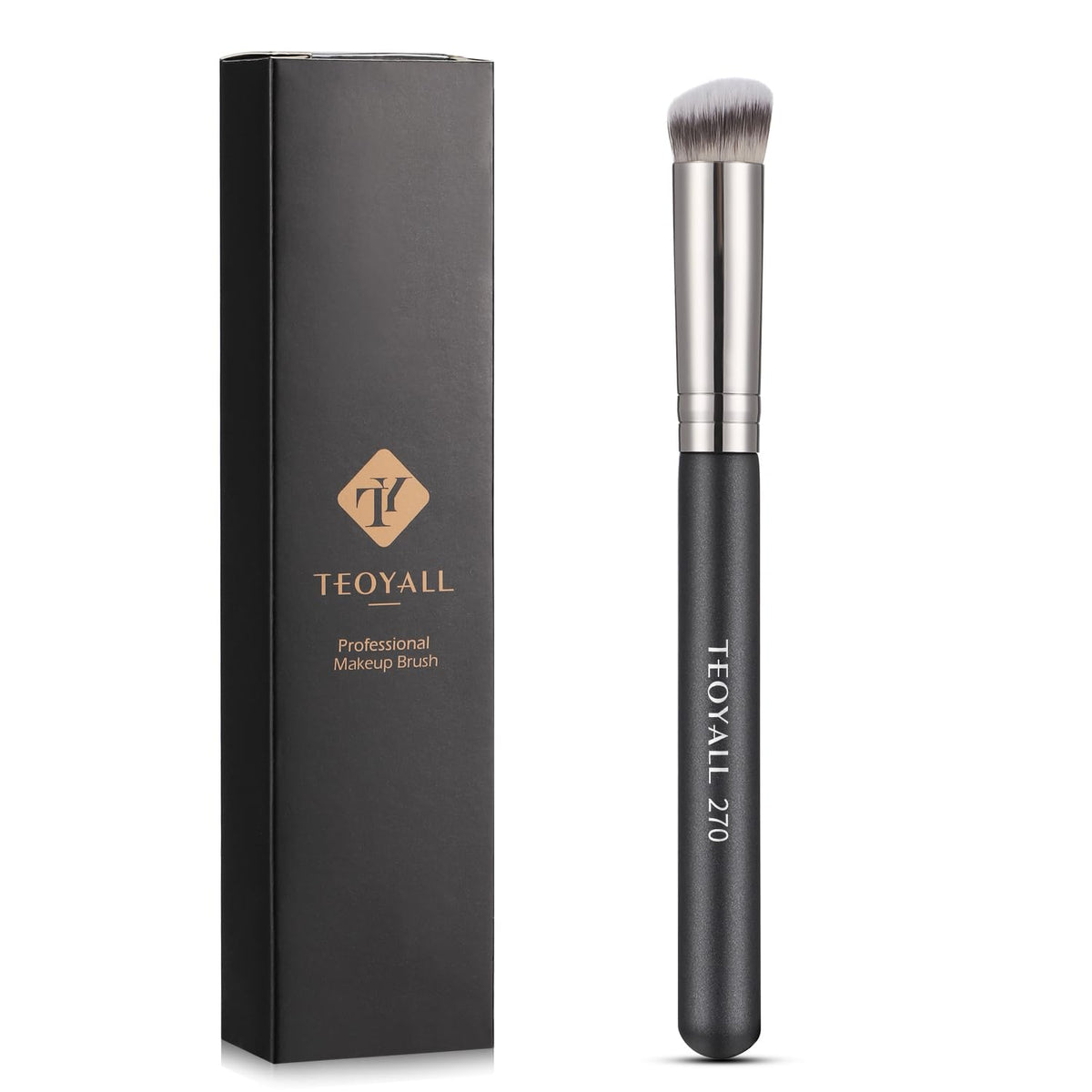 Teoyall Angled Flat Concealer Brush - Dense Synthetic Brush For Liquid Foundation & Bronzer 270