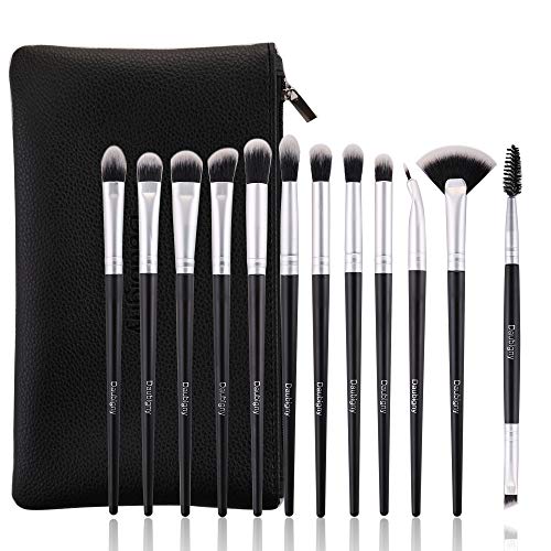 Daubigny 12 PCS Eye Makeup Brushes Set - Professional Eyeshadow, Concealer, Foundation, Silver