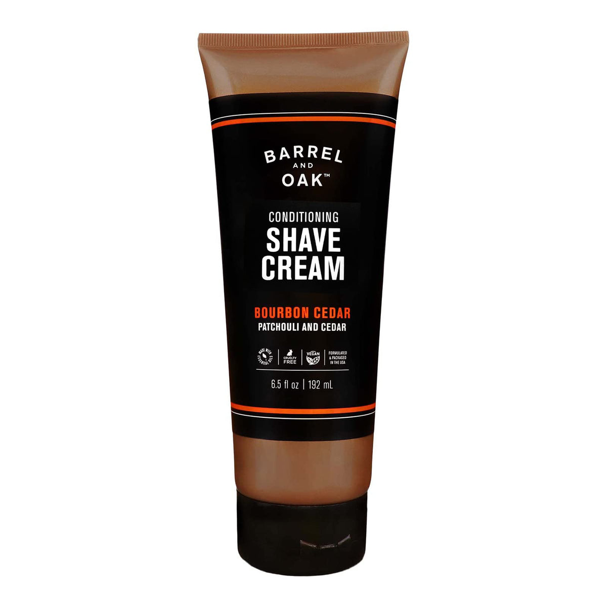 Barrel & Oak Conditioning Shave Cream, Vegan Moisturizing Shaving Cream, Bourbon Cedar, 6.5 Oz