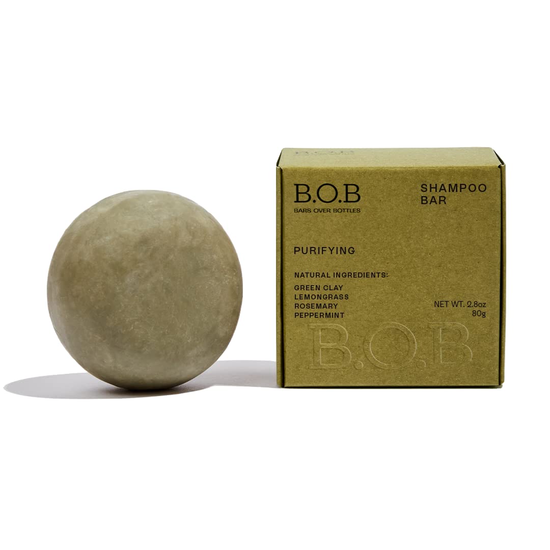 B.O.B Bars Over Bottles Purifying Shampoo Bar For Oily Hair | Vegan & Eco-Friendly 2.80 Oz