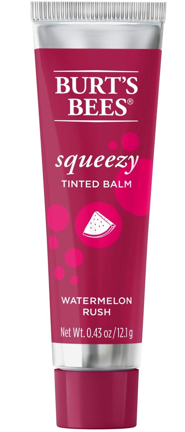 Burt'S Bees Squeezy Tinted Lip Balm, Watermelon Rush, 0.43 Ounce - Hydrating & Nourishing