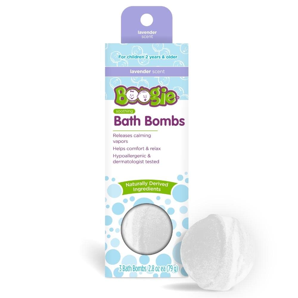 Boogie Kids Bath Bombs - Lavender & Eucalyptus, Naturally Derived, 3 Count, 2.8 Oz