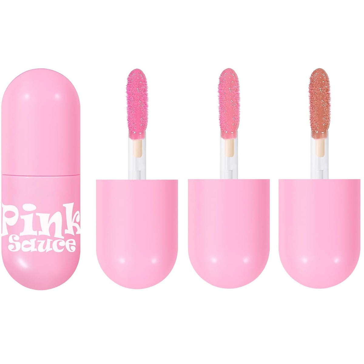 Beuking Pink Lipstick Set - 3 Pcs Waterproof High Pigment Non-Smudge Liquid Lip Gloss