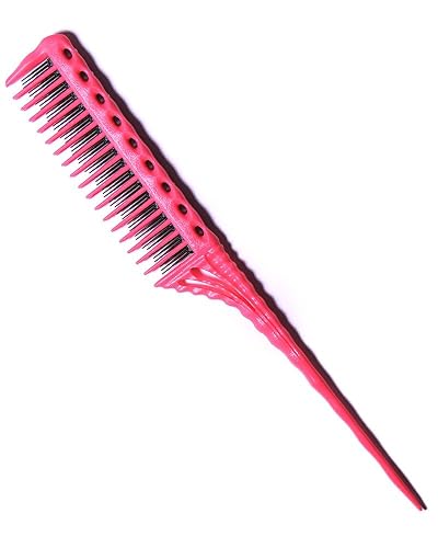 YS Park 150 Teasing Comb - Pink, Plastic, 1 Count, Professional Hair Styling Tool