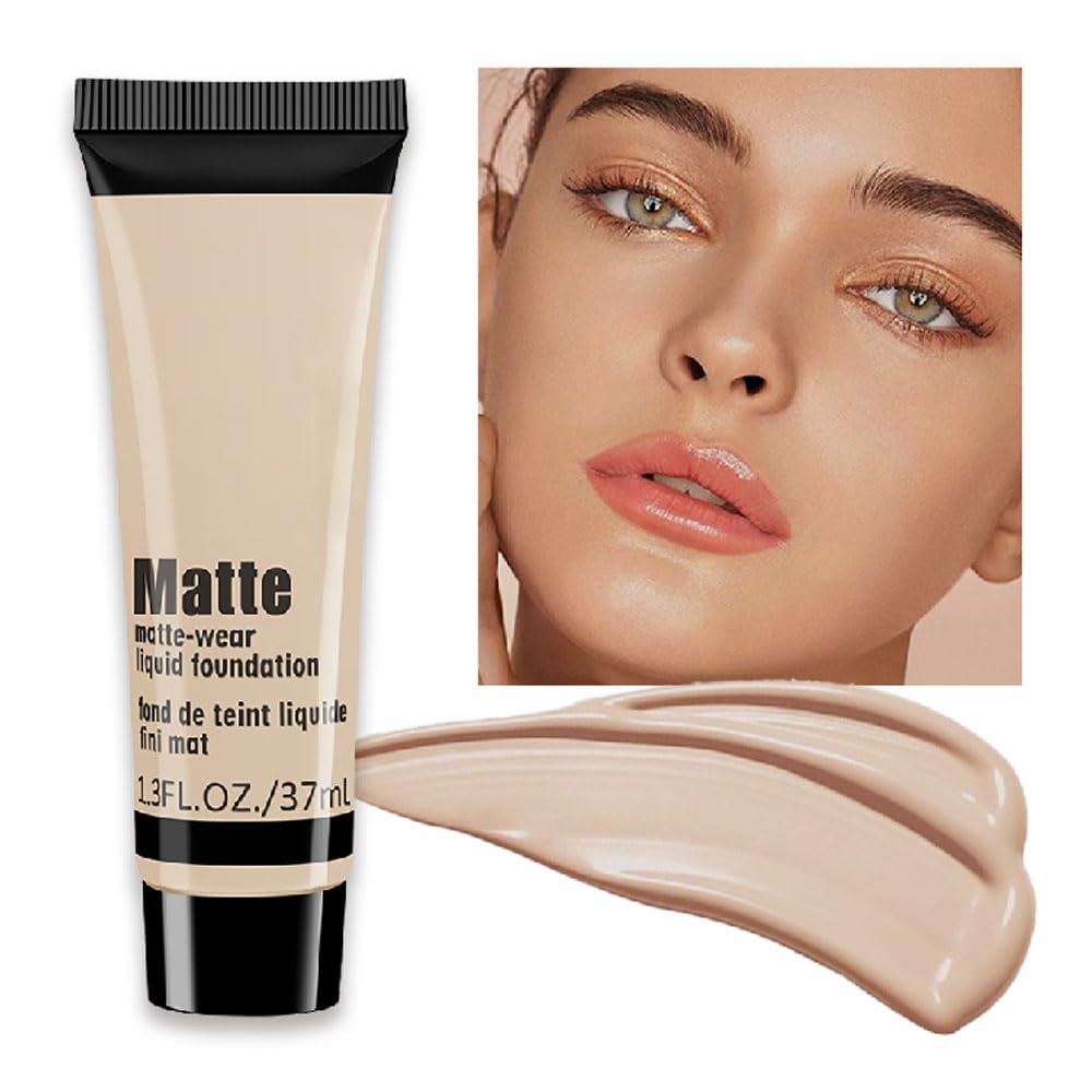 Suake Liquid Foundation Cream - Full Coverage Matte Concealer, Oil Control, Waterproof - Beige 4#