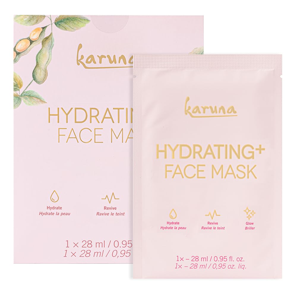 Karuna Hydrating+ Facial Mask - Moisturizing, Glow-Enhancing, Niacinamide & Natto, 1 Pack