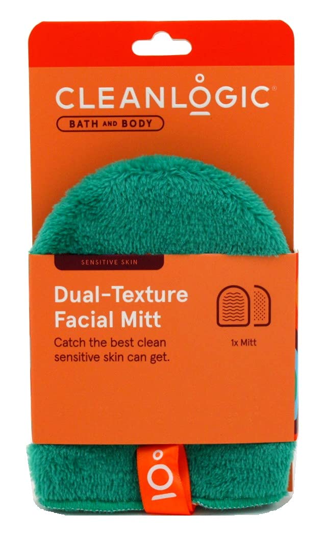 Clean Logic Sensitive Skin Dual-Texture Facial Mitts, Natural - Pack Of 3