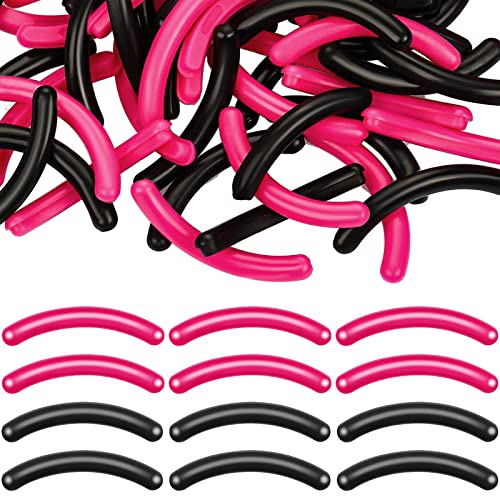 Mudder 80 Pieces Eyelash Curler Replacement Pads - Soft Black & Rose Refills For Universal Curlers