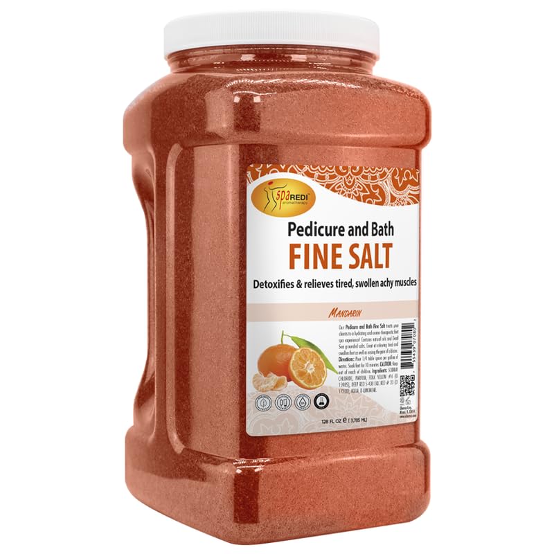 Spa Redi Detox Foot Soak Fine Salt, Mandarin, 128 Oz - Hydrating Dead Sea Salts & Oils