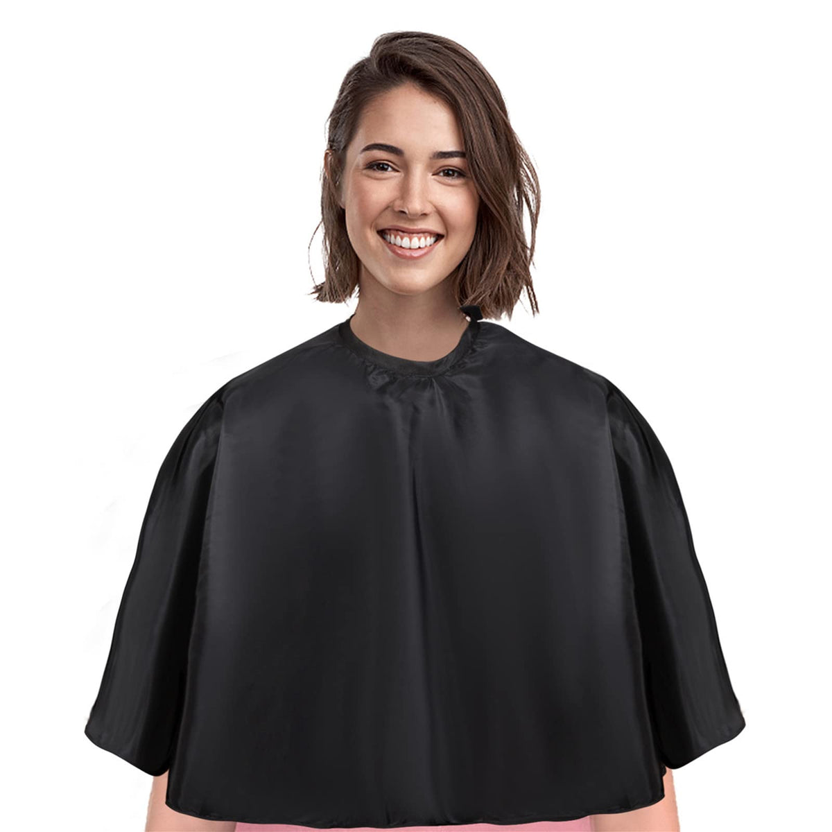 Yelegai Waterproof Nylon Barber Cape - 30W X 33L Hair Cutting & Makeup Artist Cape, Black