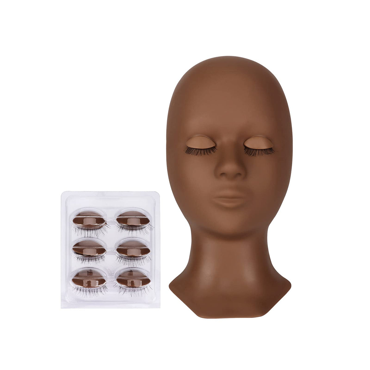 CALAILIS Lash Mannequin Head - Eyelash Extension Doll with 4 Removable Eyelids - Black