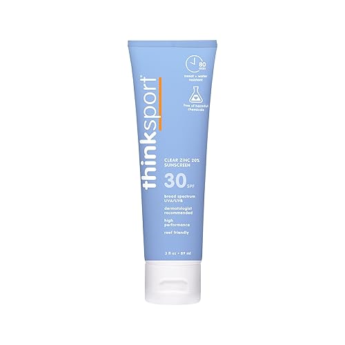 Thinksport Spf 30 Mineral Sunscreen, Clear Zinc Oxide, 3 Fl Oz, Water Resistant, Reef Safe