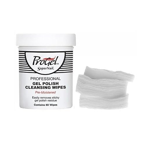 Supernail Progel Gel Polish Cleansing Wipes, 65 Count - Professional Nail Care Essential