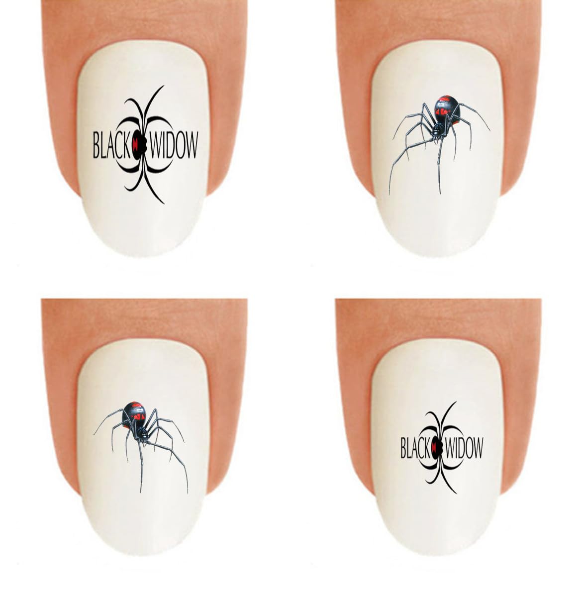 Hipzysticky Black Widow Spider Nail Art Decals - Creepy Waterslide Stickers For Diy Nails