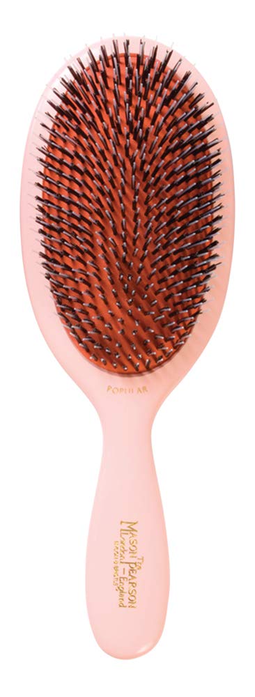 Mason Pearson BN1 Large Pink Boar Bristle Nylon Hairbrush for Smooth, Shiny Hair