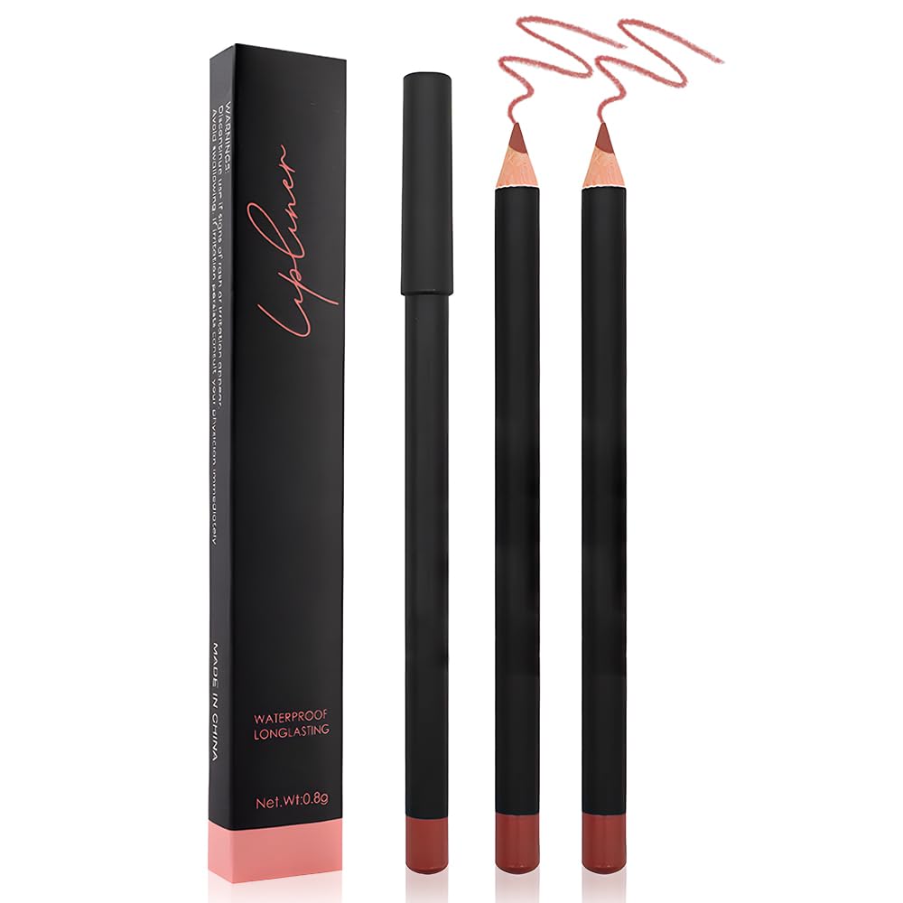 Suake 2 Pcs Waterproof Nude Brown Lip Liner Set For Easy Daily Makeup, 312N Colors