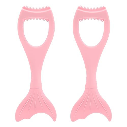 Tbestmax 2 in 1 Mascara Eyeliner Guard - Silicone Lash Shield & Eyelash Comb, Pink, 2